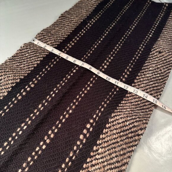 Manos Del Uruguay Scarf Shawl Merino Wool Fringe Handspun Vintage Stripped Black - Picture 8 of 13